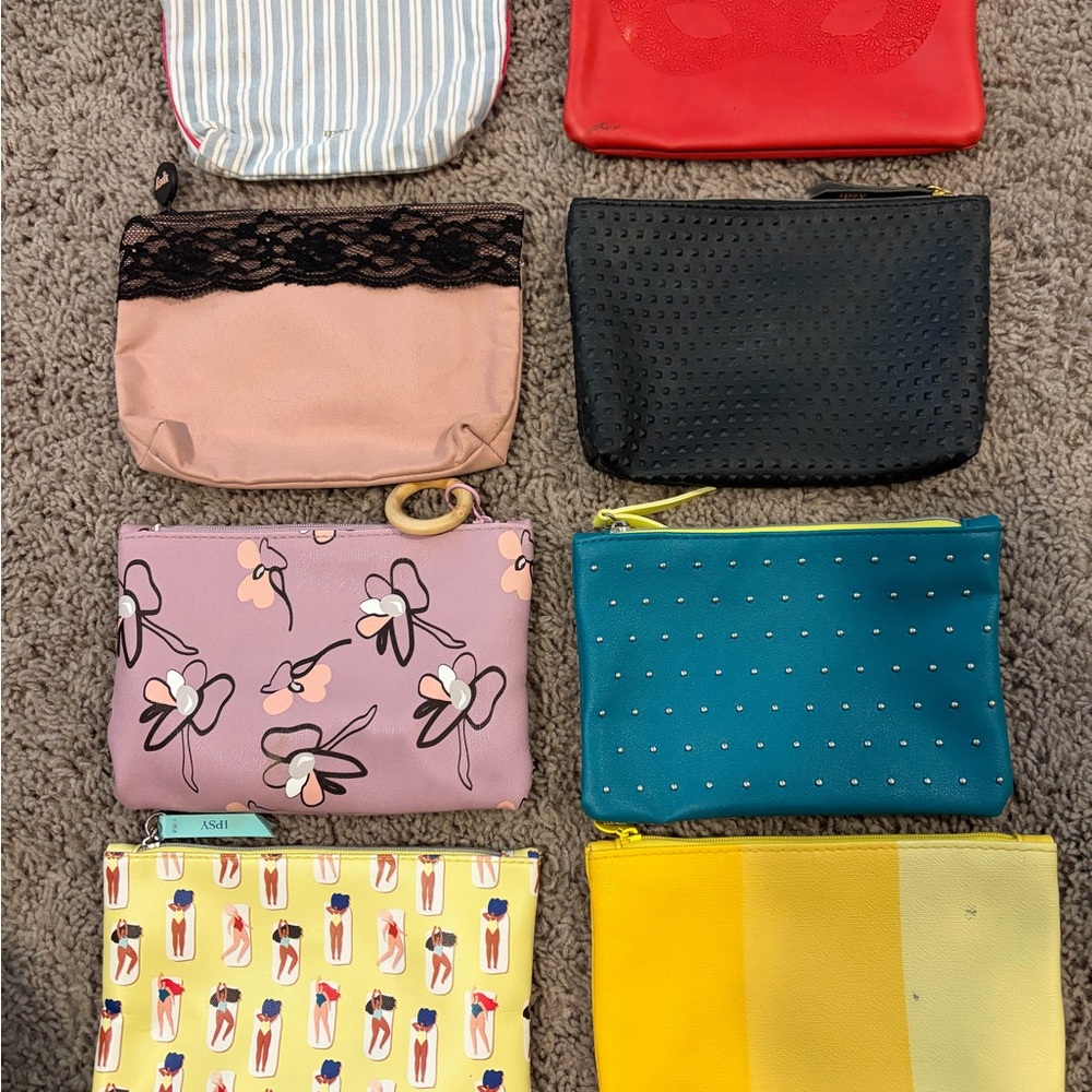 ipsy Colorful Pouch Set with Red, Pink, and Yellow
